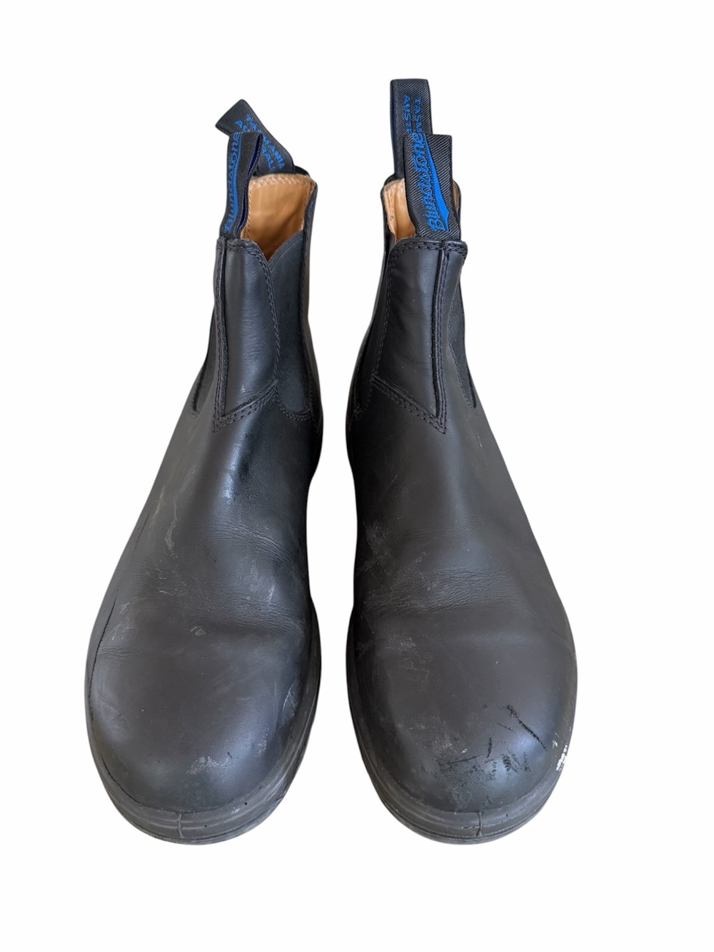 Blundstone Black Leather Chelsea Chukka Boots with Blue Pull Tabs